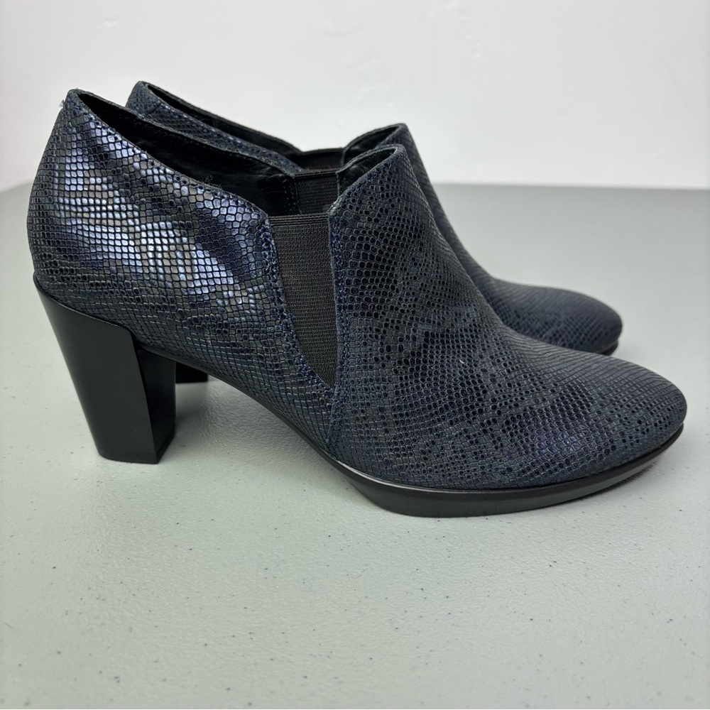 Ecco Women's Plateau Shootie Bootie Heels Snake Lizard Print Size 36 EU/ 5-5.5